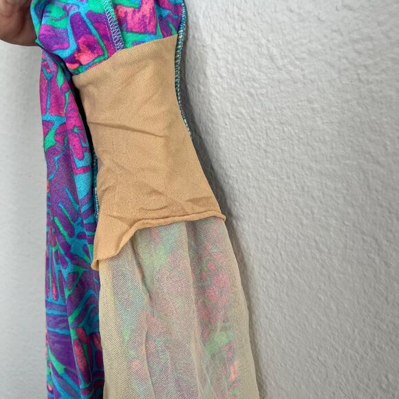 Vintage Maxine Of Hollywood One-Piece Blue Geometric V-Neck Swimsuit - Picture 9 of 9